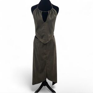 Sage Backless Halter Dress in Deep Green